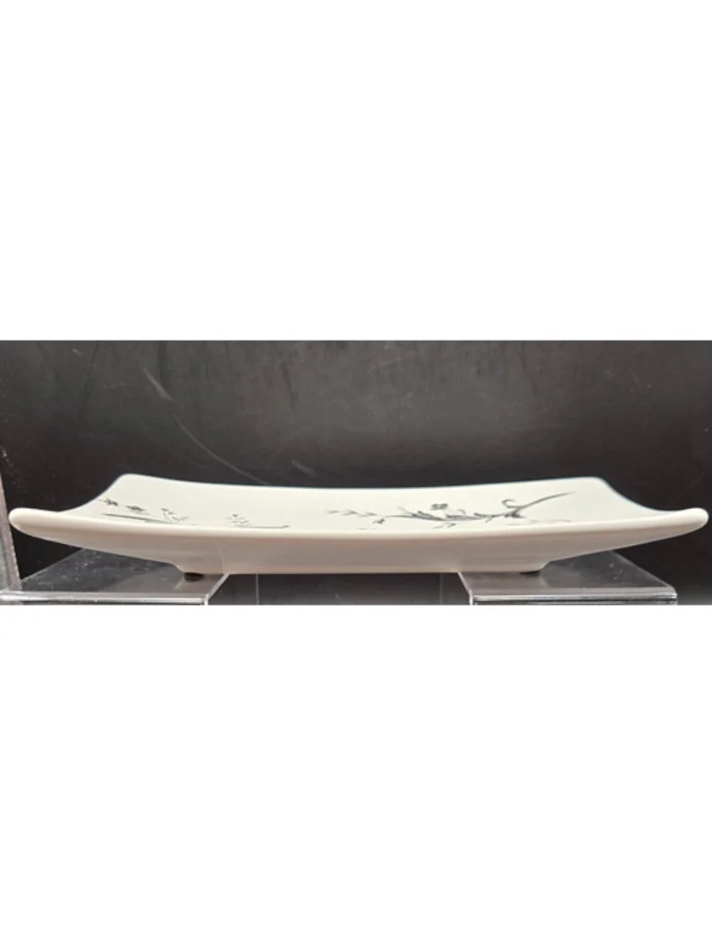 Black and White Floral Ceramic Tray Arabesque Vine Vanity Soap Jewelry Dish